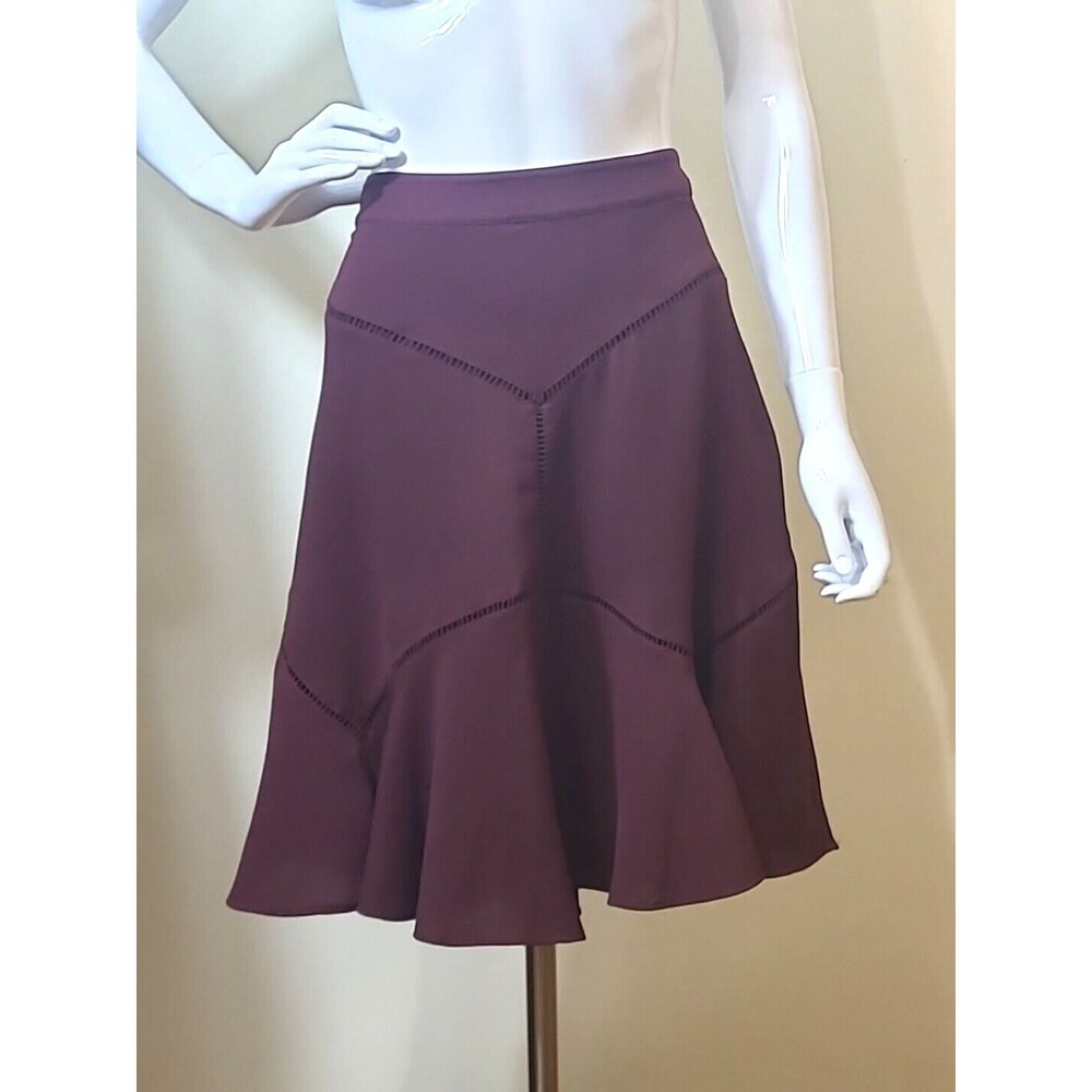 Ann Taylor Burgundy Maroon Skirt Size 6 Career Knee Length